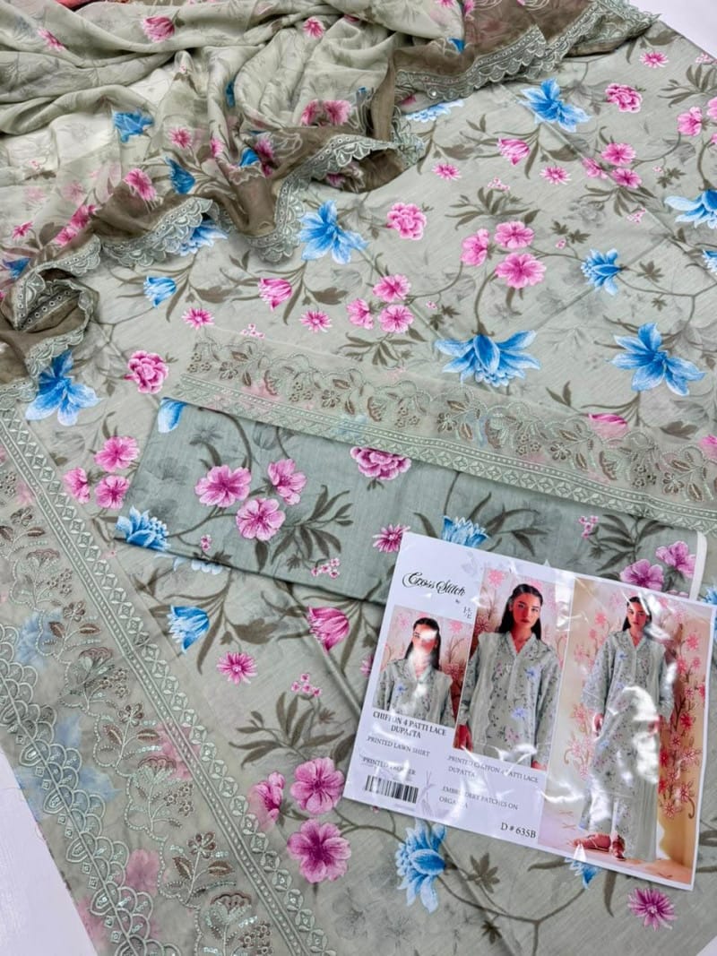 Lawn With Ready To Wear Chiffon Dupatta