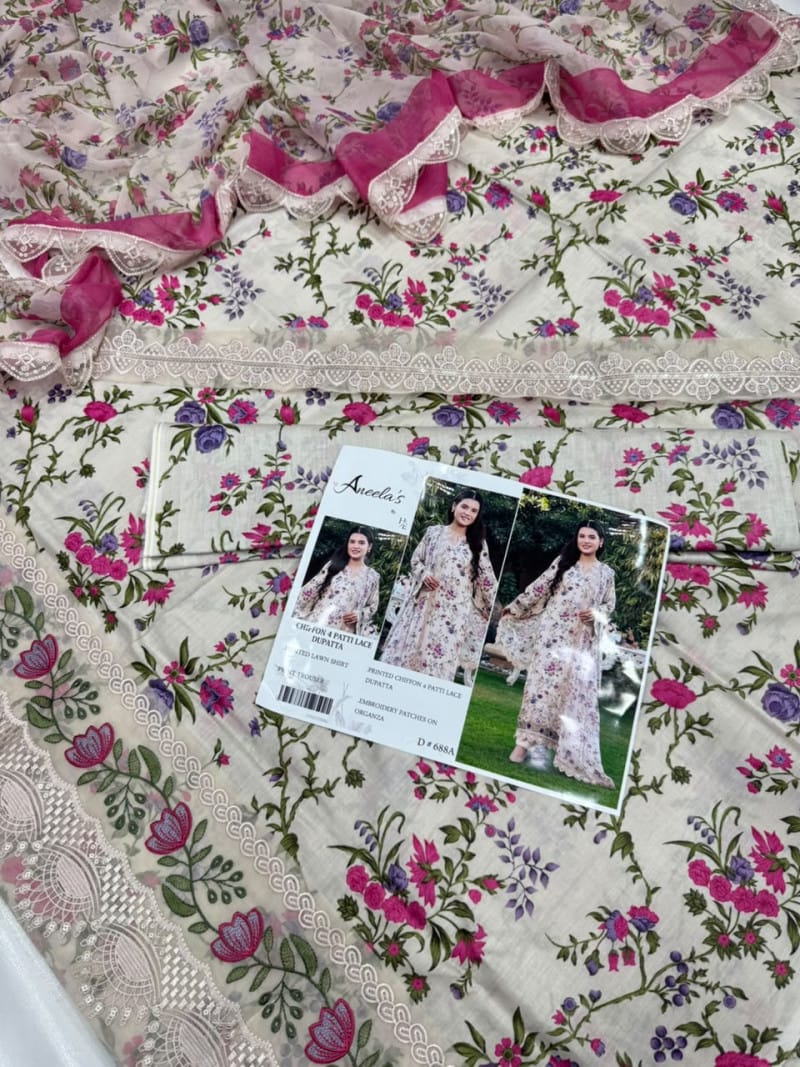 Lawn With Ready To Wear Chiffon Dupatta