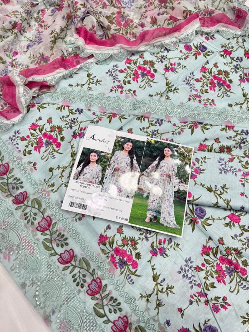 Lawn With Ready To Wear Chiffon Dupatta