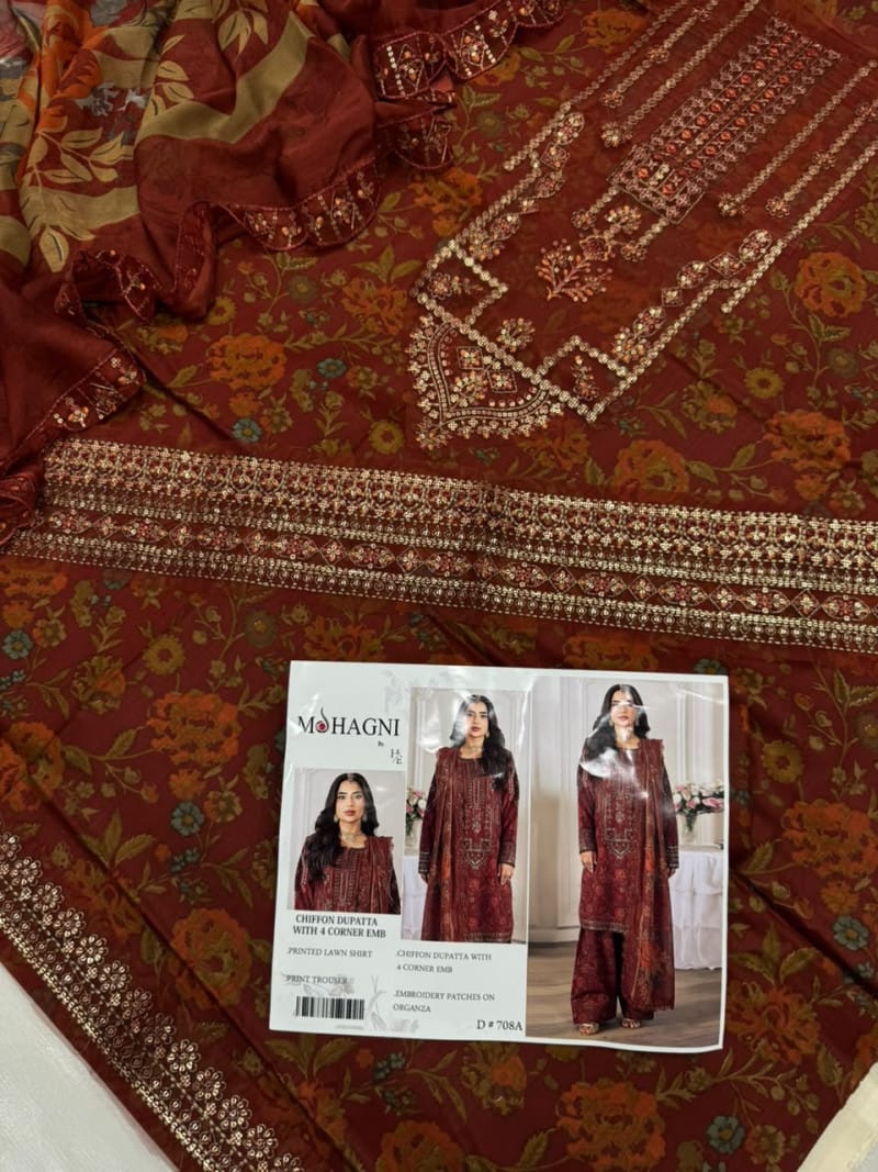Lawn With Ready To Wear Chiffon Dupatta