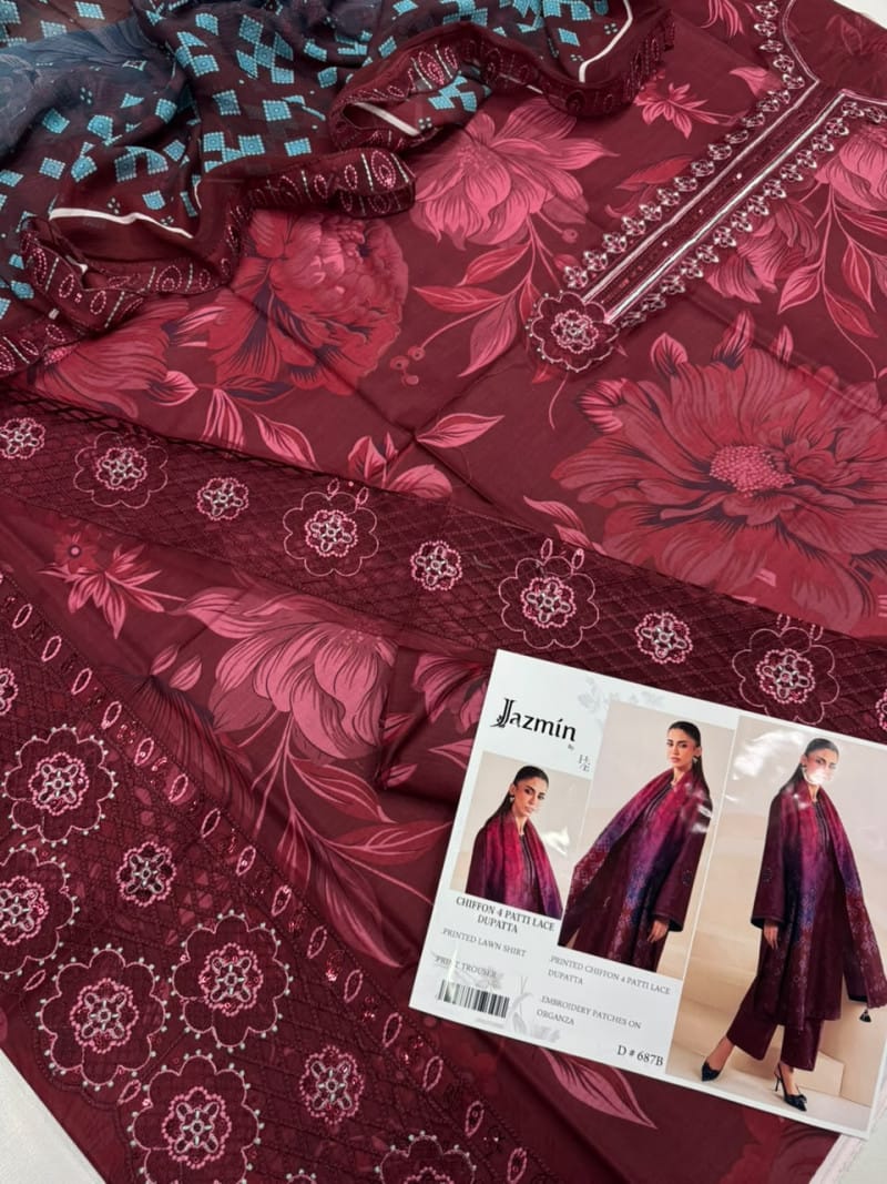 Lawn With Ready To Wear Chiffon Dupatta