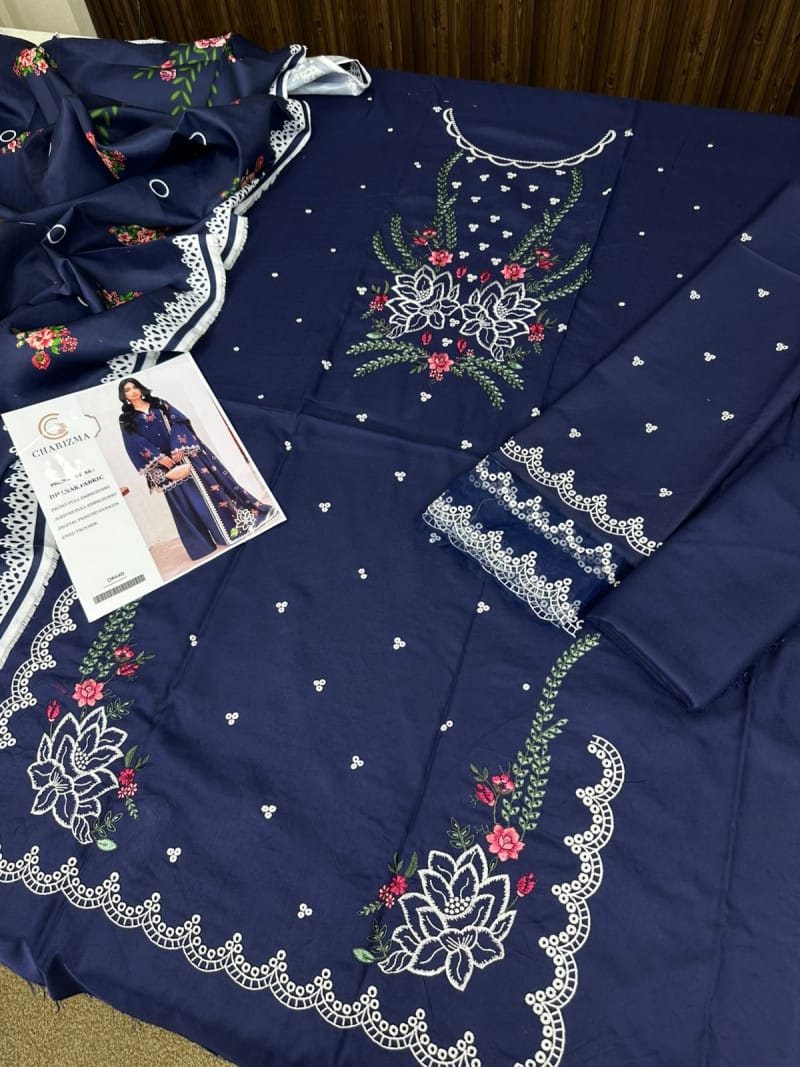 3 Piece Unstitched Heavy Embroidered Dhanak Suit (Printed Woolen Shawl)